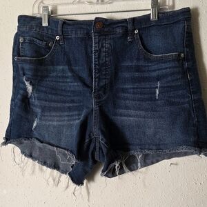 Jessica Simpson Dark Wash Distressed Denim Shorts - 4" Inseam (Sz. 14W)